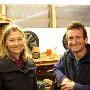 Wood Review Editor Linda Nathan visiting Andrew Potocnik in his workshop just over a year ago.